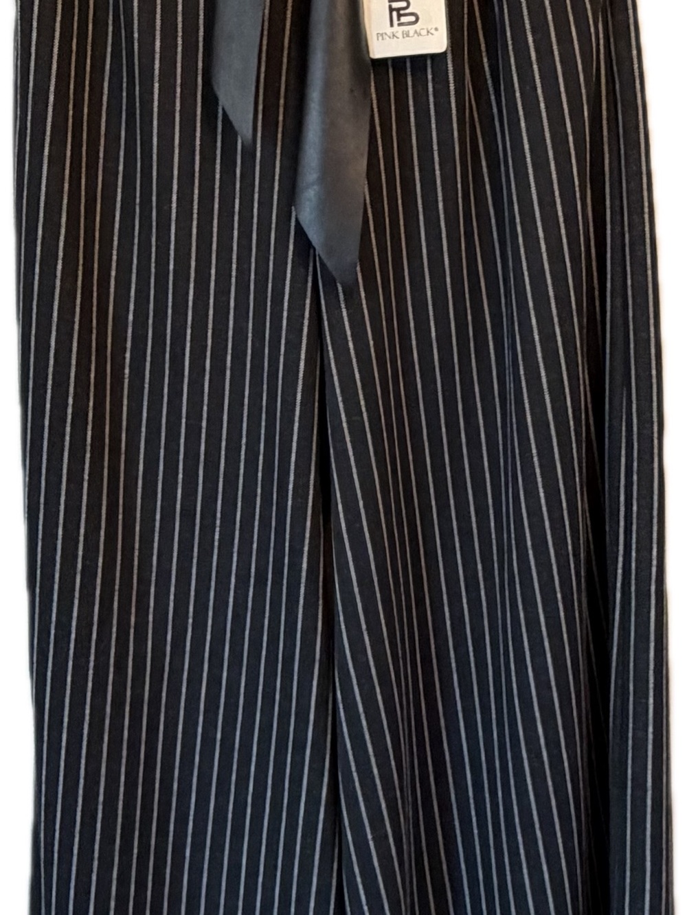 Pink & Black Made In Italy Pinstripe Wide Flared Leg Trousers Euro Chic Sz 3 NWT